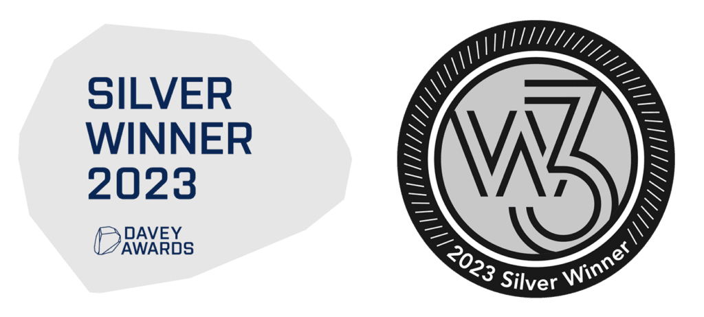 Davey Awards Silver Winner 2023 logo and W3 2023 Silver Winner award badge