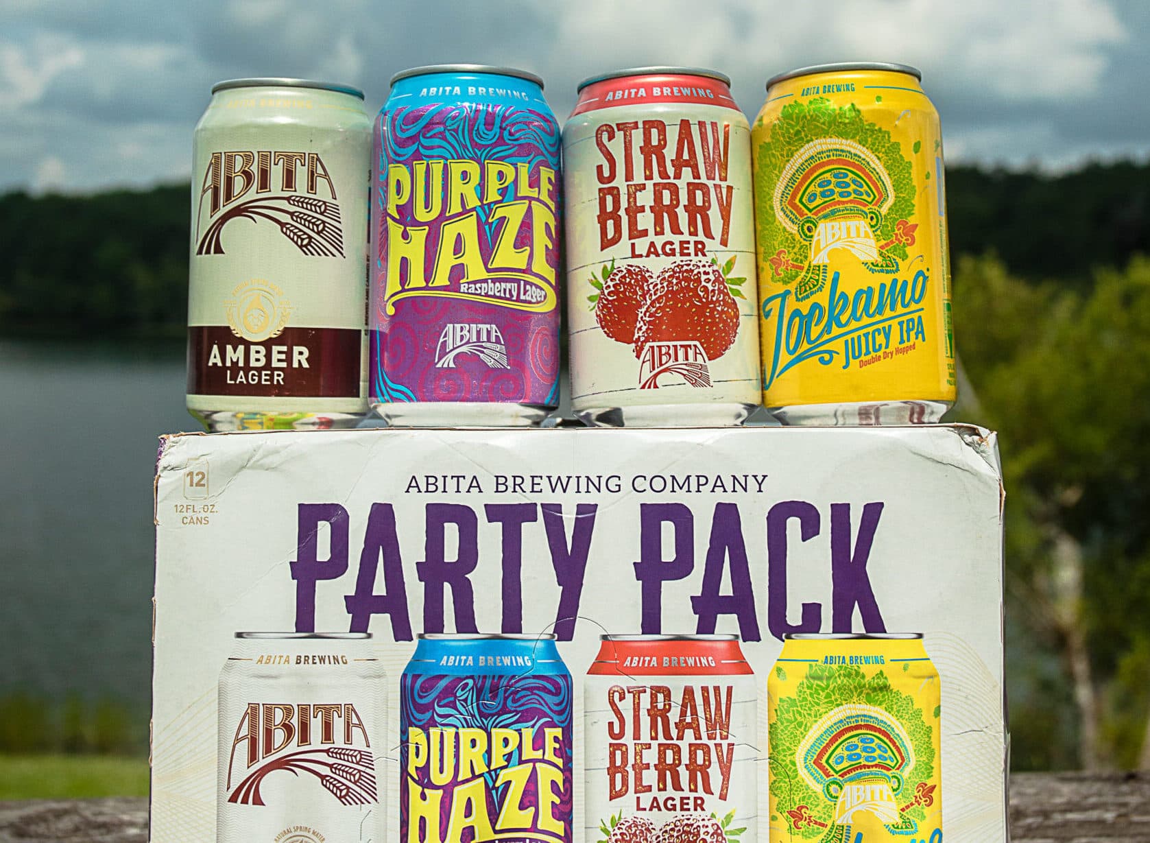 Abita Brewing Party Pack variety case with Amber, Purple Haze, Strawberry, and Jockamo cans