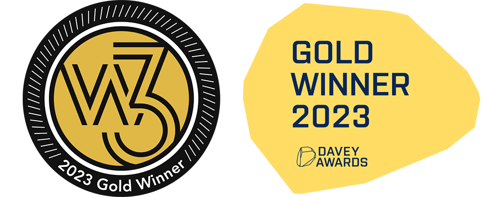 W3 Awards 2023 Gold Winner badge and Davey Awards 2023 Gold Winner badge